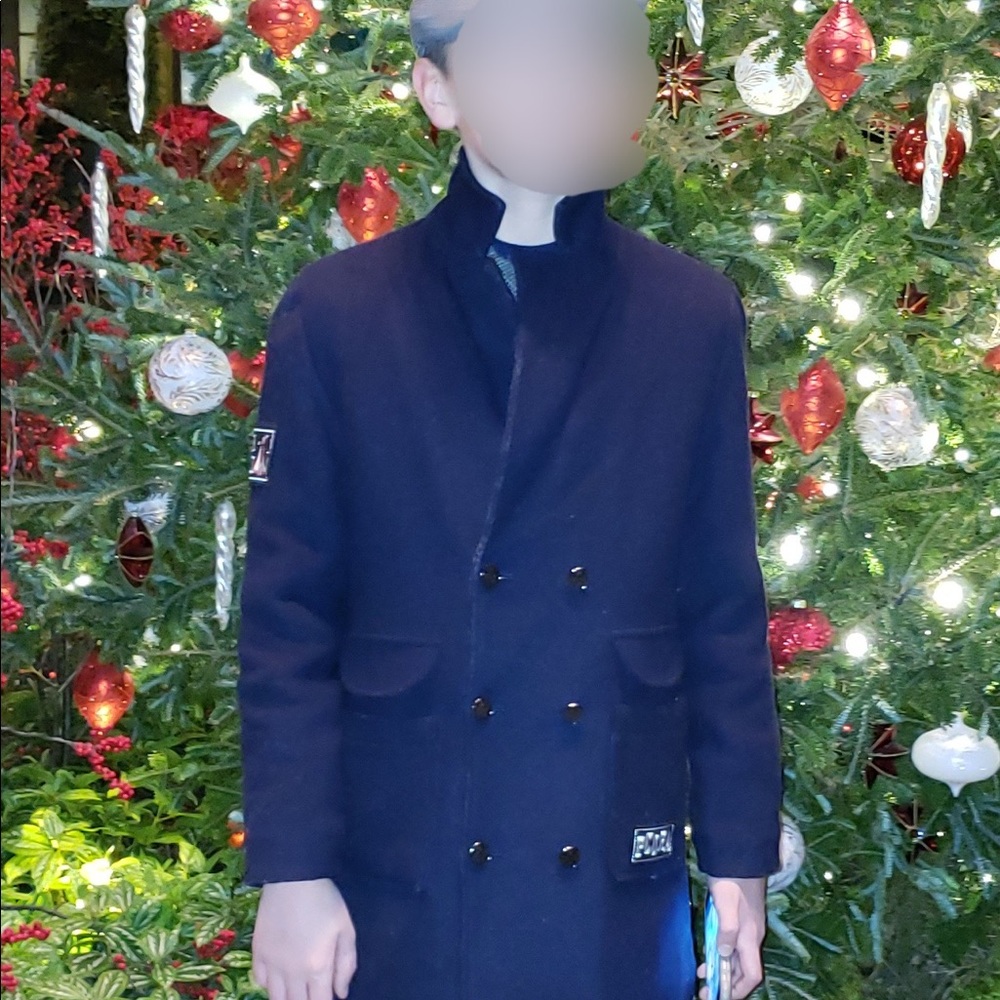 STYLISH BOYS PEA COAT. LONG PEA COAT BLUE